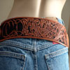 Handsome custom ordered Lady's hip clinging belt sporting Keith valleys'acanthus scrolls Carving