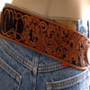 Handsome custom ordered Lady's hip clinging belt sporting Keith valleys'acanthus scrolls Carving
