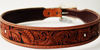 Handsome cowboy belt sporting Keith valleys' Sheridan Style Floral Carving and solid sterling trimings