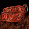 Handsome custom ordered cowboy belt sporting Keith valleys' Sheridan Style Floral Carving and solid Les Vogt sterling trimings